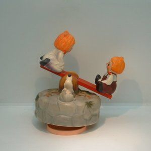 Pre-Owned Vintage Wind Up Musical Rag Dolls on See Saw Figurine